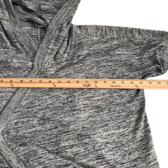 Athleta Sweater Womens Size S Heather Gray Heavy Knit Pockets Open Front Hoodie - Picture 9 of 10